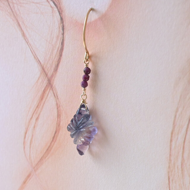 ♡フレンチラベンダーピアス♡14kgfピアス(イヤリング変更可) ♡フレンチラベンダーピアス♡14kgfピアス(イヤリング変更可