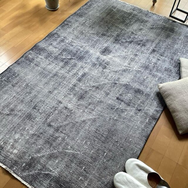 110×203 ブラックグレイオーバーダイ　ワンカラー　トルコヴィンテージラグ 110×203 ブラックグレイオーバーダイ ワンカラー トルコヴィンテージ