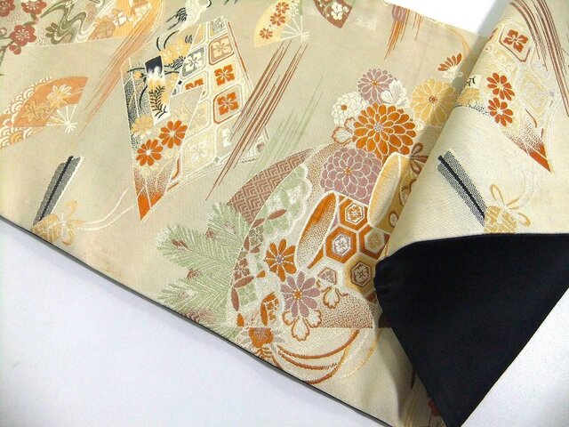 16)2331】96cm/アンティーク帯リメイク/古典文様/テーブルセンター