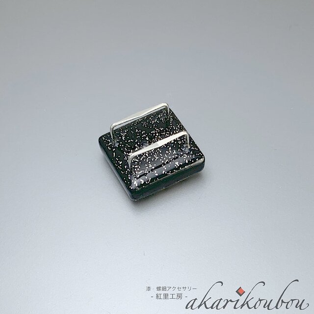 帯留め 七宝紋 17mm角 彫刻 螺鈿 銀蒔絵 純金蒔絵 漆帯留 四角 | iichi