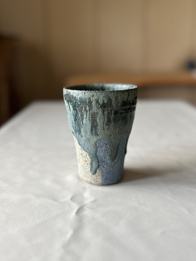 流彩釉タンブラー1 青緑ツートン | iichi 日々の暮らしを心地よくする