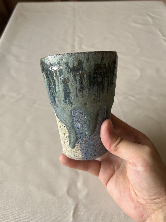 流彩釉タンブラー1 青緑ツートン | iichi 日々の暮らしを心地よくする