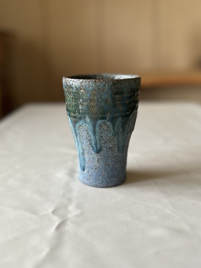 流彩釉タンブラー2　青