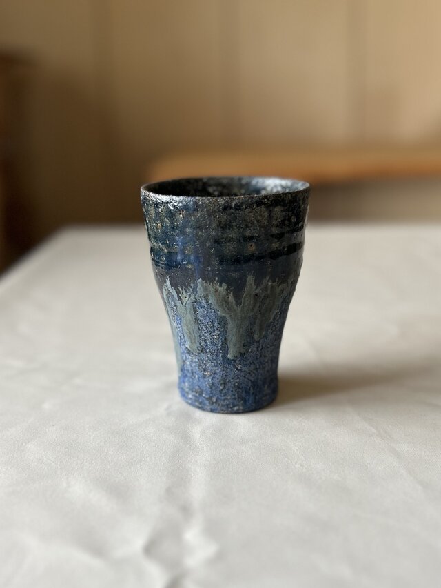 流彩釉タンブラー3　青