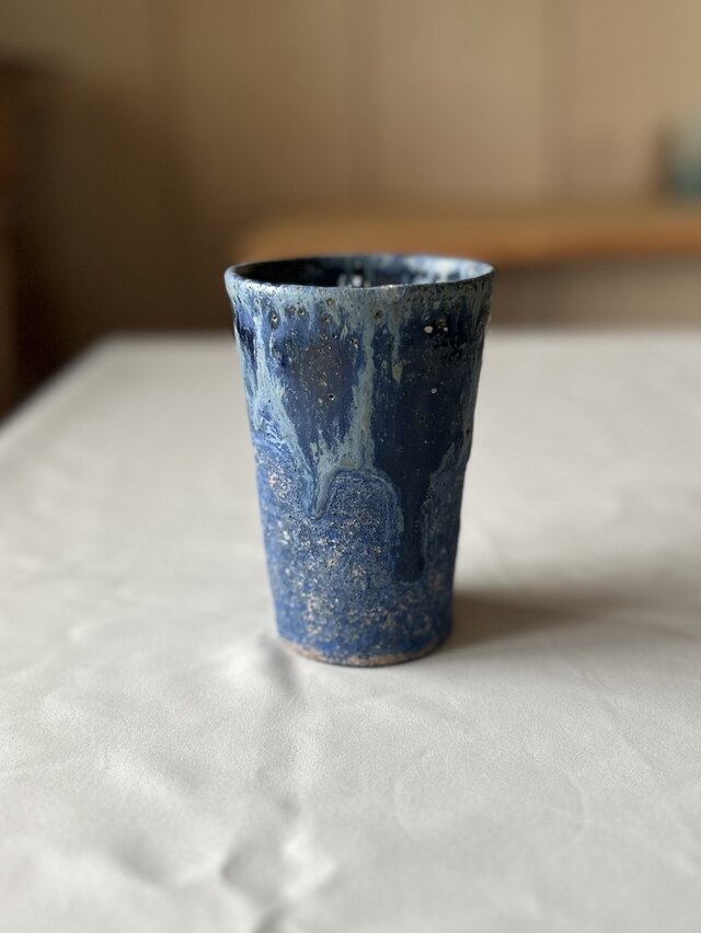 流彩釉タンブラー4 青