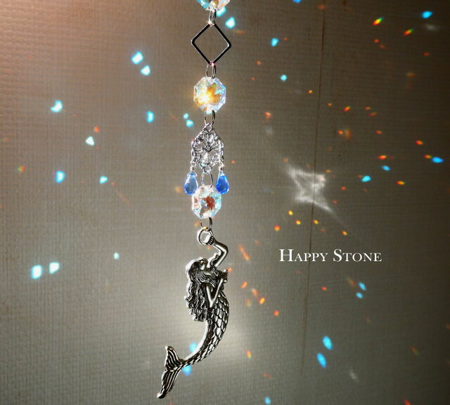 サンキャッチャー♡ハンドメイド「爽やか♪マリンブルー」 カット