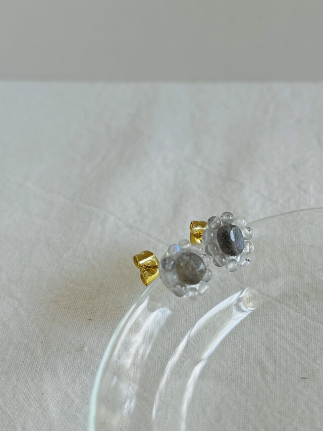 【天然石  ラブラドライト×粒々ラブラブライト】ピアス