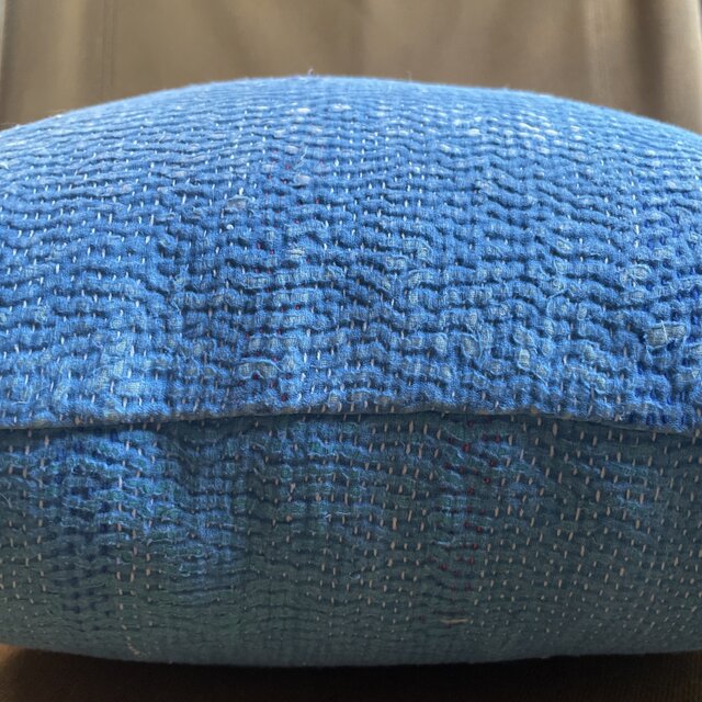 40×40 インド ヴィンテージ カンタキルト クッションカバー 青空