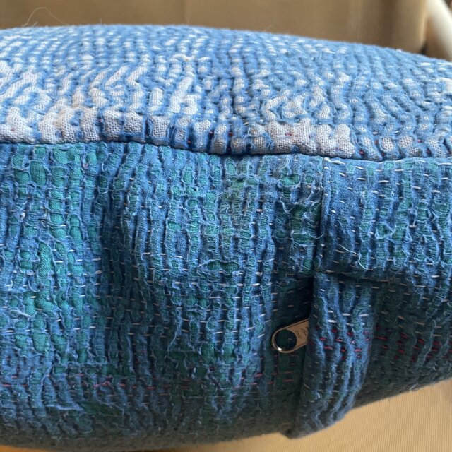 40×40 インド ヴィンテージ カンタキルト クッションカバー 青空