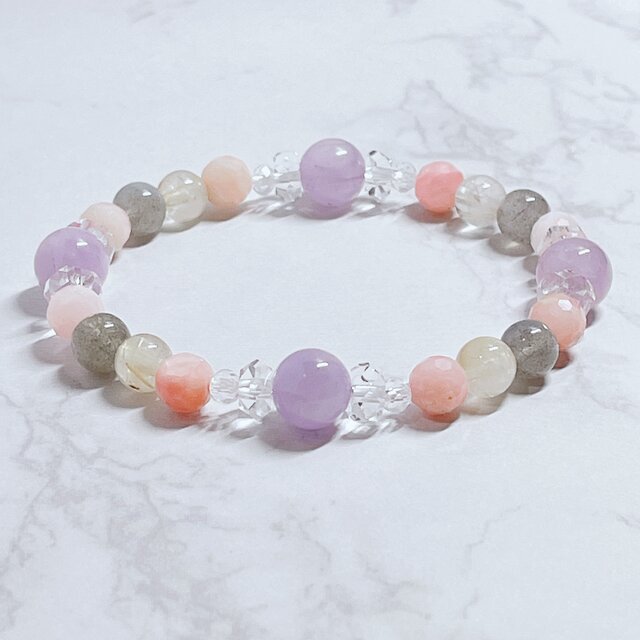 【再販6点以上】PMS・更年期障害など女性特有のお悩みに◎ラベンダーアメジスト パワーストーン 天然石 ブレスレット No698