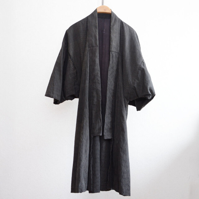 野良着 着物 昭和初期〜中期 縞模様 木綿 アンティーク ジャパンヴィンテージ