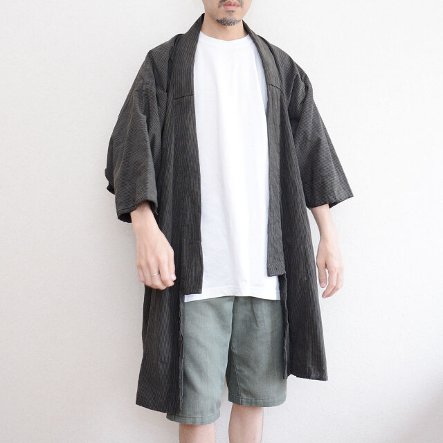 野良着 着物 昭和初期〜中期 縞模様 木綿 アンティーク ジャパン