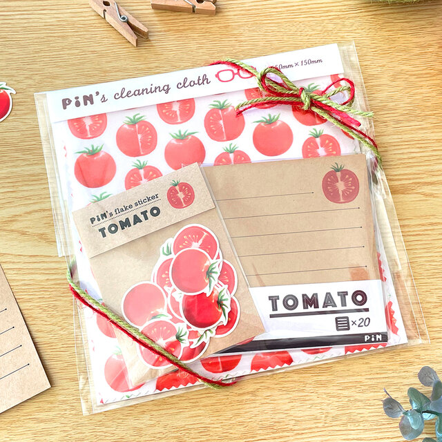 トマトのプチギフトセット ｜メガネ拭き・フレークシール・スクエア便箋｜プレゼント お礼 誕生日 クリスマス 母の日 野菜