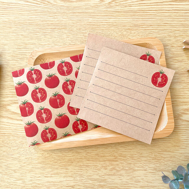トマトのプチギフトセット ｜メガネ拭き・フレークシール・スクエア