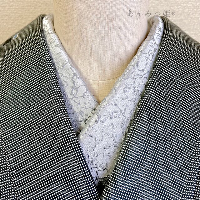 ふくれ織の半衿  アイスグレー