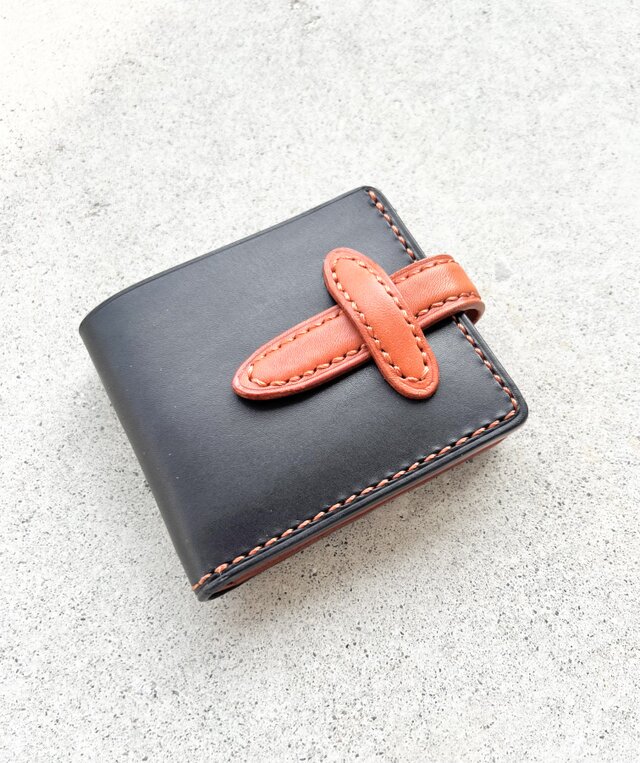 二つ折りのサイフ　カードポケットタイプ　イタリアレザー　(差し込み式)