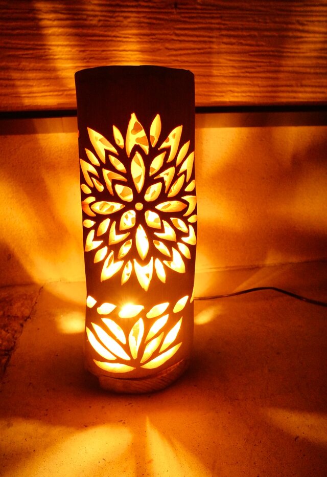 ◆全面彫◆竹灯り・竹あかり・竹灯籠　 ～～ 癒しの灯り ★拡華★～～