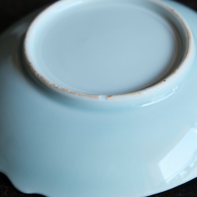 格子柄と海老◇美濃焼 青磁銀彩変形皿 刺身皿 丁寧な暮らしに。古民家