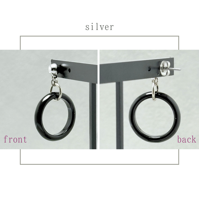 20mm オニキス/黒瑪瑙 天然石ピアス - リング | iichi 日々の暮らしを