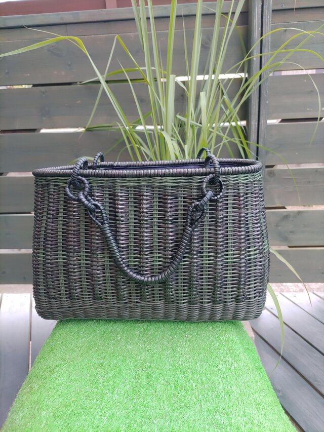 籐かご3連輪っか(内側布付き)