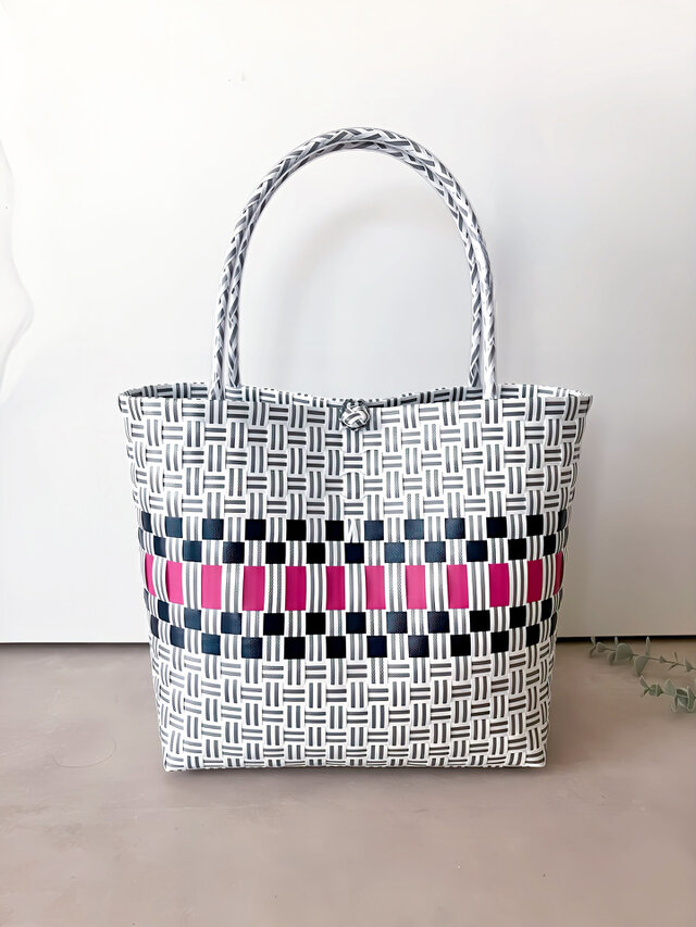 グレーボーダー/ピンクライン(Mサイズ) 　プラカゴ