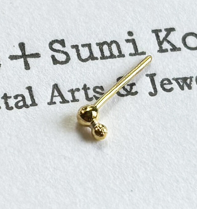 K24純金 丸玉＋子丸玉スタッドピアス◇ K24 Round Ball Stud（片耳分