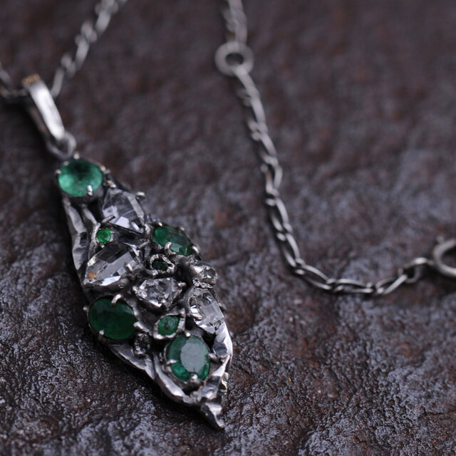 Wild Crystal & Emerald Pendant