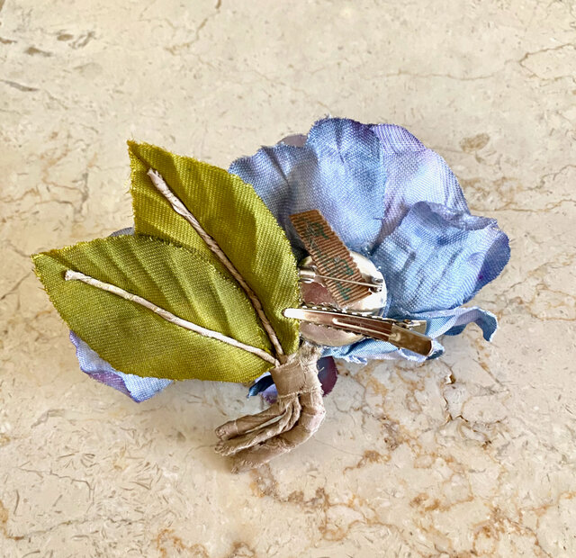 フランス アンティーク コサージュ ブルーグレイ アンティーク