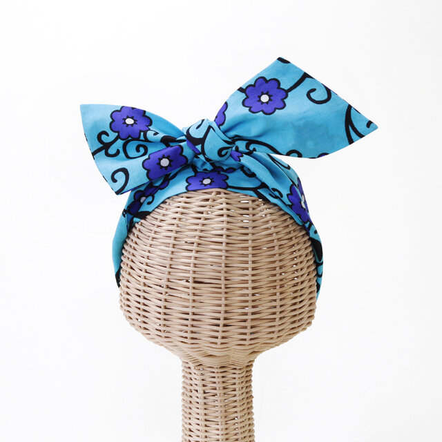 カンガのリボンターバン｜幅広ボリューム / アフリカ布ターバン