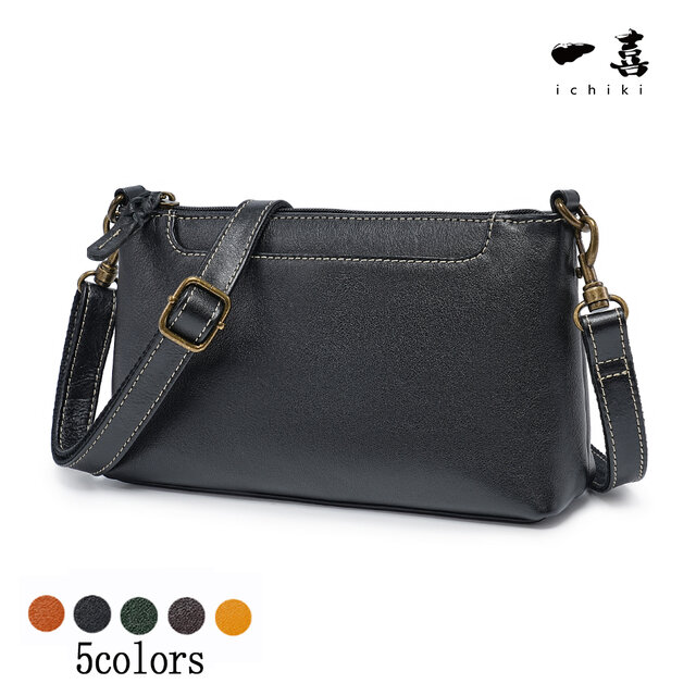 高品質 本革 サコッシュ ポシェット ショルダーバッグ 男女兼用 斜めがけ  軽量  ミニショルダー レトロ ブラック W10