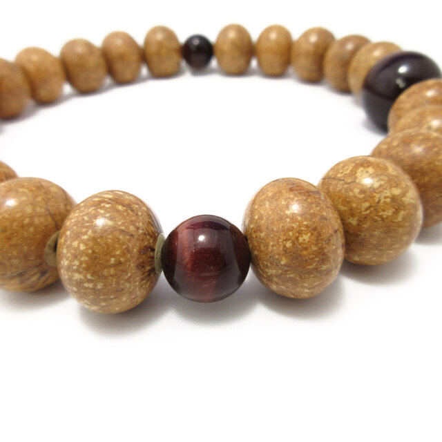 天竺菩提樹 みかん玉 赤虎眼石 数珠 念珠 腕輪 ブレスレット
