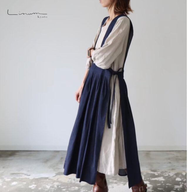 トワルドジュイ柄 前後2WAY エプロンワンピース トワルドジュイ柄 前後2WAY エプロンワンピース