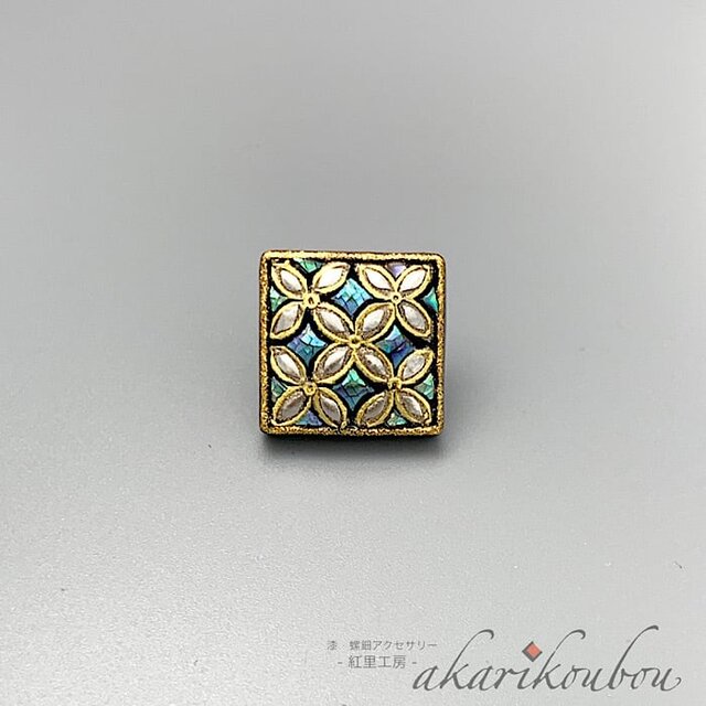 蒔絵ピンブローチ ラペルピン 漆 螺鈿 純金銀蒔絵 金沢箔 七宝つなぎ 漆アクセサリー