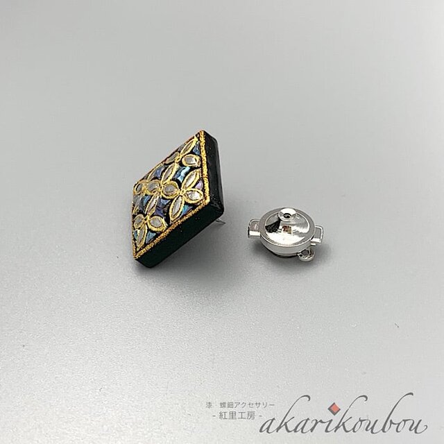 蒔絵ピンブローチ ラペルピン 漆 螺鈿 純金銀蒔絵 金沢箔 七宝つなぎ