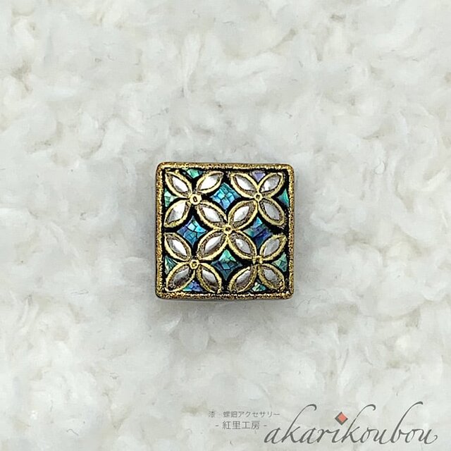 蒔絵ピンブローチ ラペルピン 漆 螺鈿 純金銀蒔絵 金沢箔 七宝つなぎ