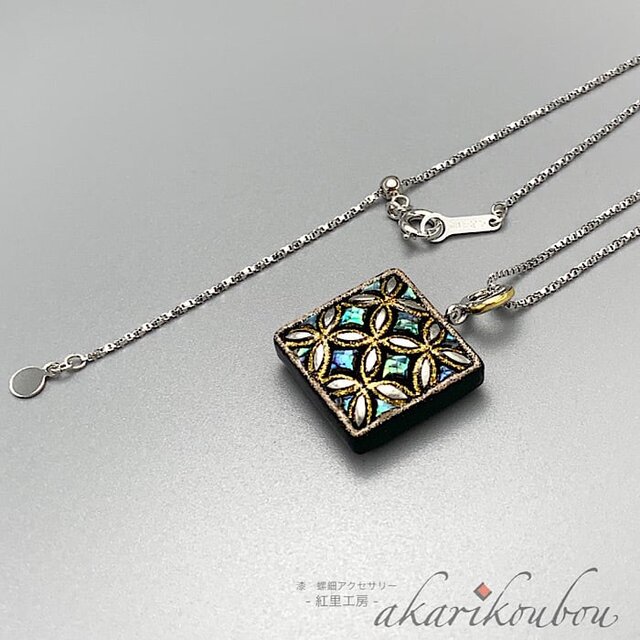 sv925】螺鈿 蒔絵ペンダント 純金蒔絵 銀蒔絵 プラチナ箔 七宝