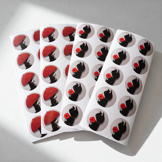 アソート丸型/30mmイラストシール(40枚)