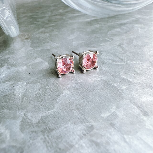 PA383-【 AVON 】エイボン・ヴィンテージピアス 1980〜90s Pink Rhinestone