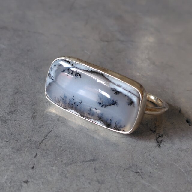 デンドリティックオパール(メルリナイト)ダブルフィンガーシルバーリング