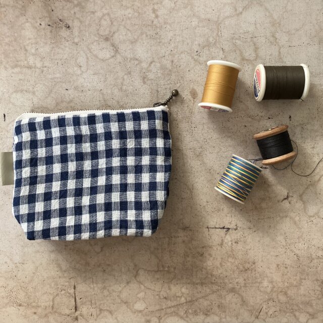 リネンコットンの小さなポーチ(p-079)