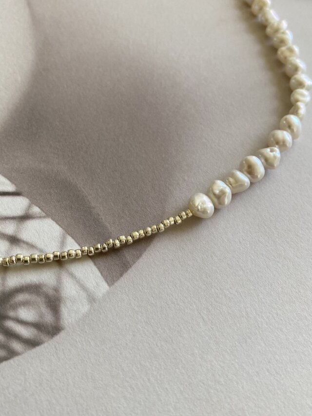 Pearls Necklaces　White×Silver　バロックパールネックレス48.5ｃｍ