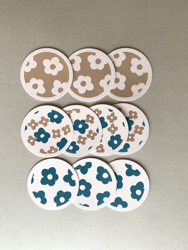 【紙コースター】花柄10枚セット|使い捨て|アウトドア|レジャー|デイユース