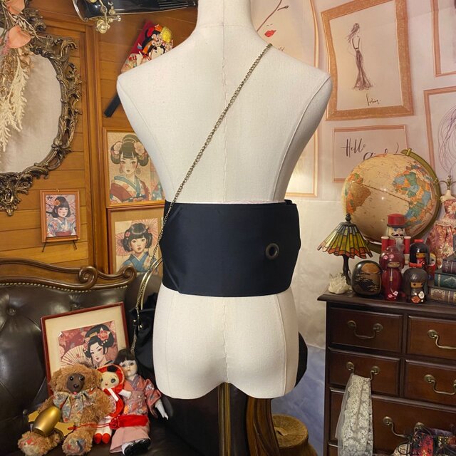和洋折衷 名古屋帯リメイク ハンドバッグ バック ショルダーチェーン
