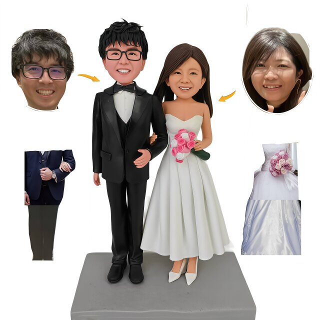 オーダー メイド 人形 フィギュア 新郎新婦 結婚祝い 結婚記念日|カップル 夫婦 記念品、バレンタイン、ホワイトデー