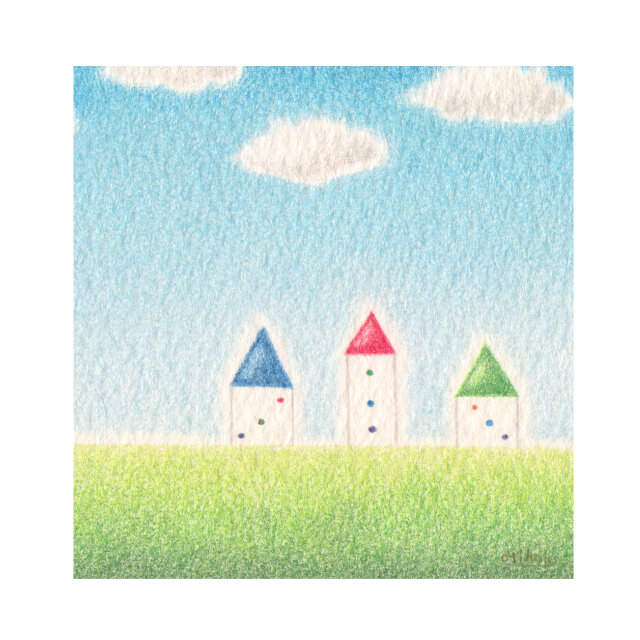 色鉛筆画（ 原画 ）。「 風に吹かれて 」 | iichi 日々の暮らしを