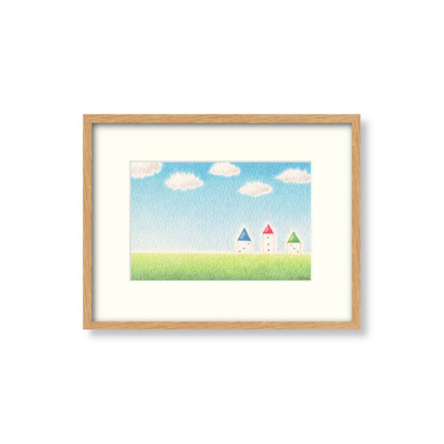 色鉛筆画（ 原画 ）。「 風に吹かれて 」 | iichi 日々の暮らしを