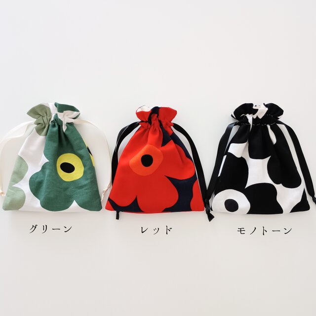 巾着ポーチ 【選べる3色】花柄 北欧 ハンドメイド | iichi 日々の