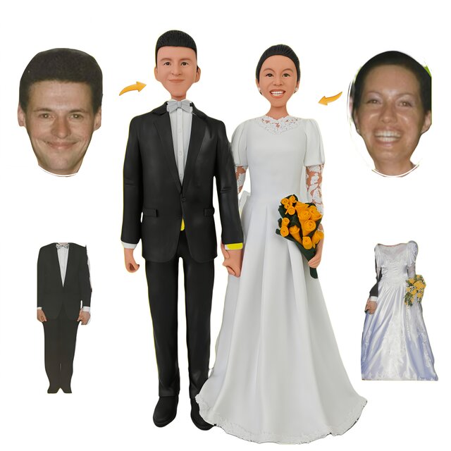 結婚祝い 結婚記念日 結婚式 新郎新婦 オーダーメイド 似顔絵 人形 プチギフト 写真から カップル そっくり　フィギュア 夫婦