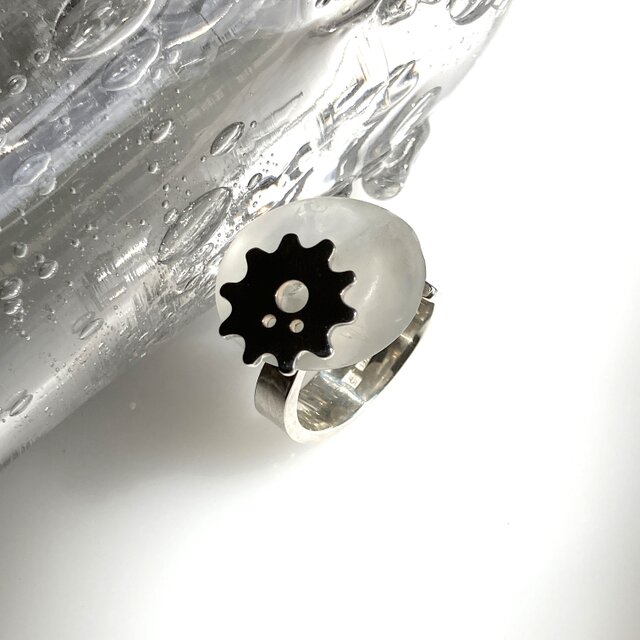 歯車のリング・磨りガラス/950silver　#16