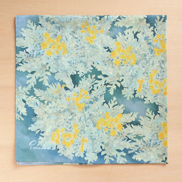 シロタエギク のハンカチ - コットン・すこし大きめ - スカーフにも